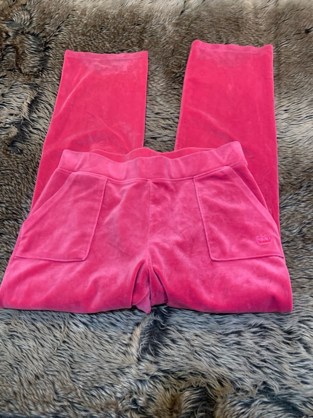 Juicy Couture velour straight Mid Rise 
track pants preppy pink Size L